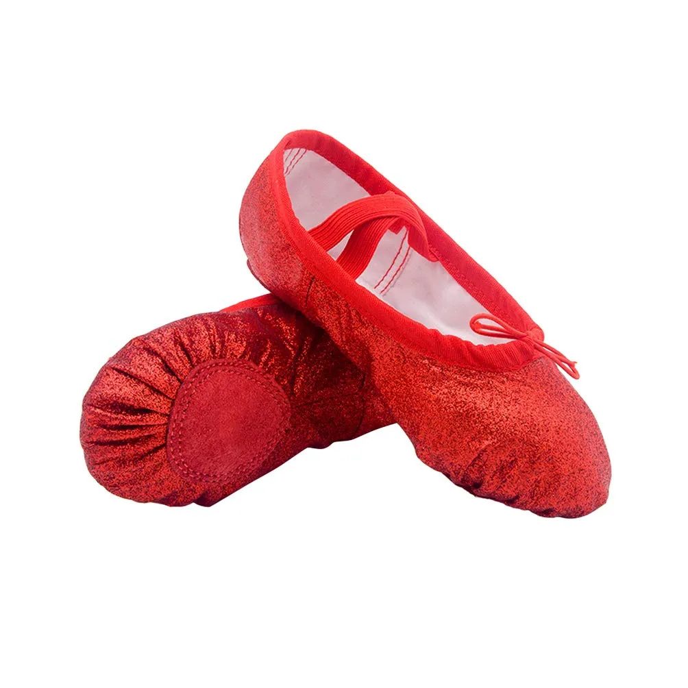 1 Pair Shiny Yoga Shoe Toddler Slipper Canvas Dance Shoes Yoga Shoes for Dancing Girls Ballet Shoes Womens House Slippers Lyrical Shoe Red Pocket Child Exercise Shoes