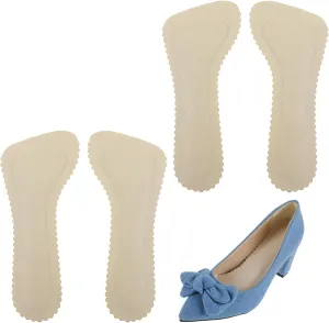 2 Pairs high Heel Comfort Pads for Women Invisible Adhesive Arch Support Inserts 3/4 Non-Slip Slim Inserts Liners Leather Cushioning Heel Insoles Shock Absorbing Insoles for Sandals Flats Pump(Beige)