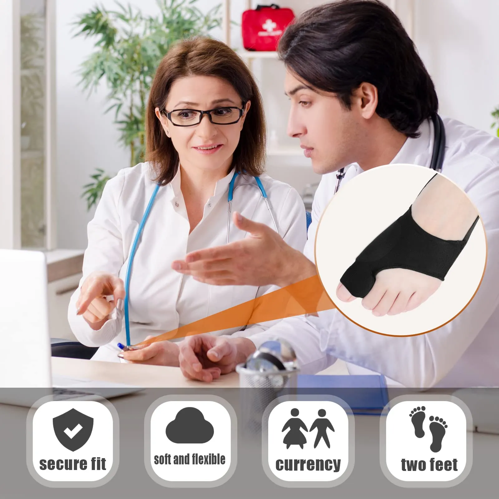 4 Pairs Bunion Corrector Orthopedic Bunion Splint Bunion Foot Sleeve Hallux Valgus Correction Big Toe Straightener Pain Relief for Women, Day Night Support