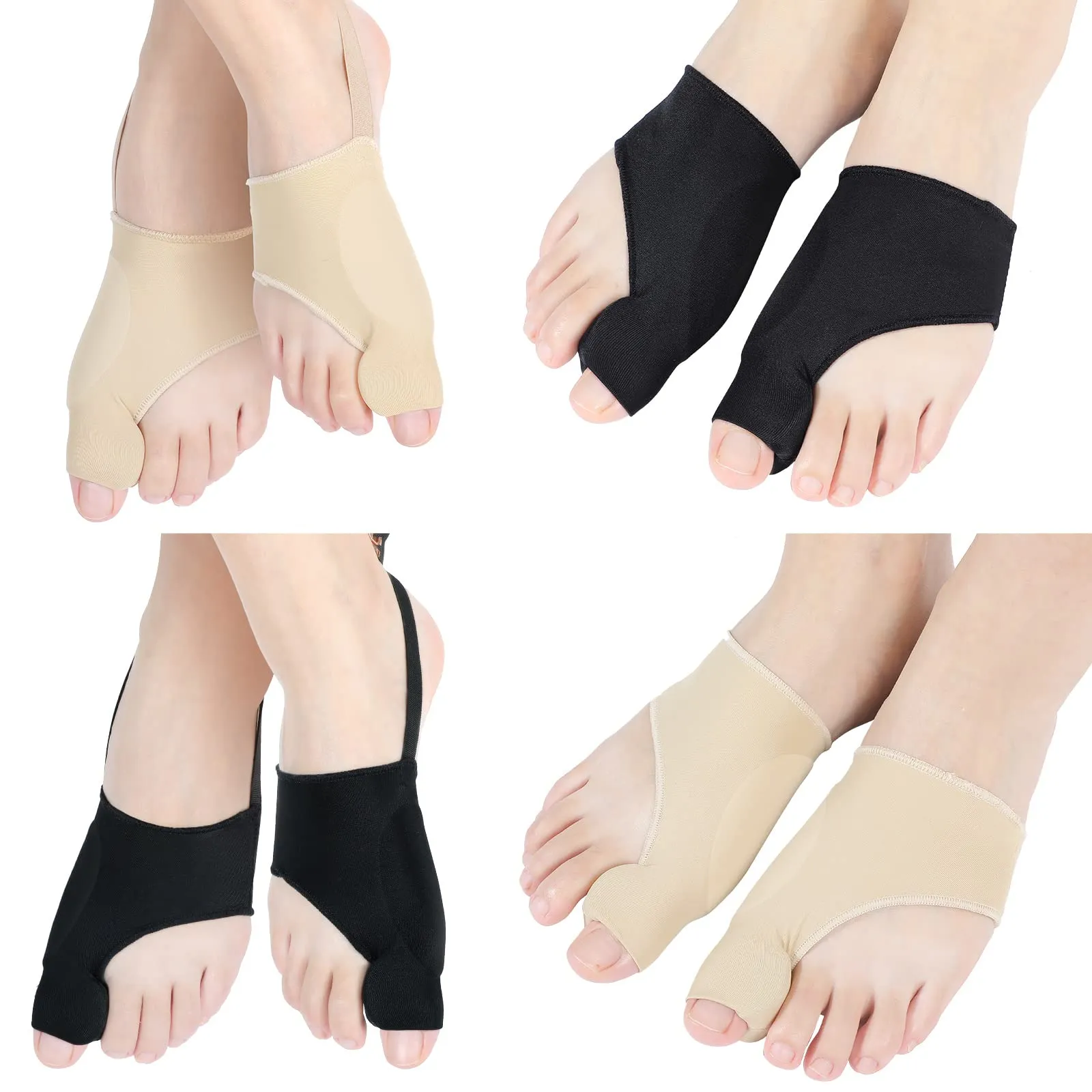 4 Pairs Bunion Corrector Orthopedic Bunion Splint Bunion Foot Sleeve Hallux Valgus Correction Big Toe Straightener Pain Relief for Women, Day Night Support