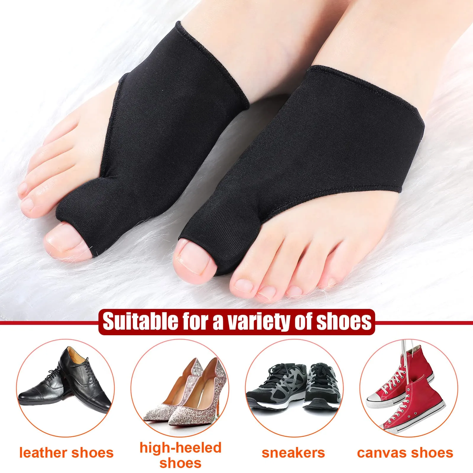 4 Pairs Bunion Corrector Orthopedic Bunion Splint Bunion Foot Sleeve Hallux Valgus Correction Big Toe Straightener Pain Relief for Women, Day Night Support