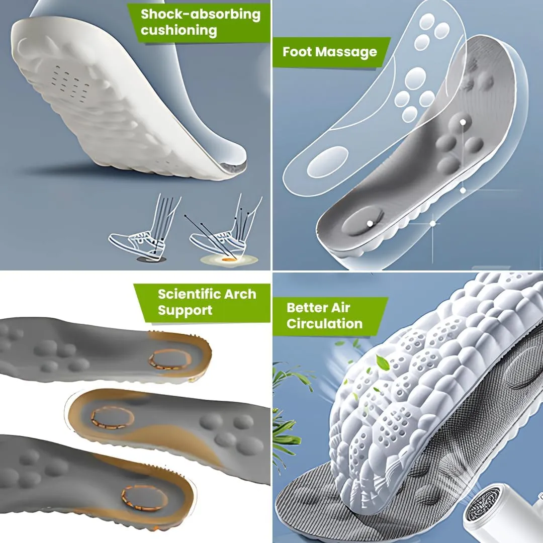 4D Cloud Comfort Shoe Inserts Insoles for Men and Women  Arch Support, Heel Cushion, Foot Pain Relief and Shock Absorbing Insoles for Work Boots & Running Shoes (Gray, US: M 9-10 | W 10.5-11.5)