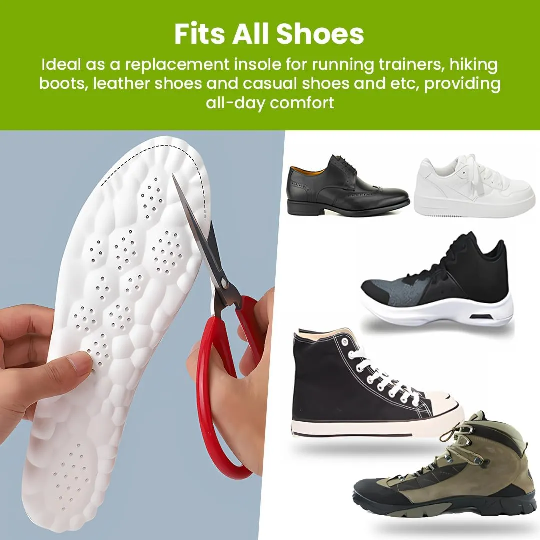 4D Cloud Comfort Shoe Inserts Insoles for Men and Women  Arch Support, Heel Cushion, Foot Pain Relief and Shock Absorbing Insoles for Work Boots & Running Shoes (Gray, US: M 9-10 | W 10.5-11.5)