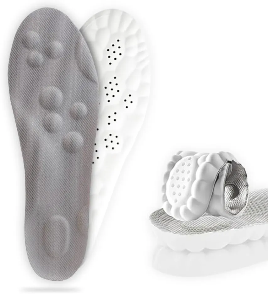 4D Cloud Comfort Shoe Inserts Insoles for Men and Women  Arch Support, Heel Cushion, Foot Pain Relief and Shock Absorbing Insoles for Work Boots & Running Shoes (Gray, US: M 9-10 | W 10.5-11.5)