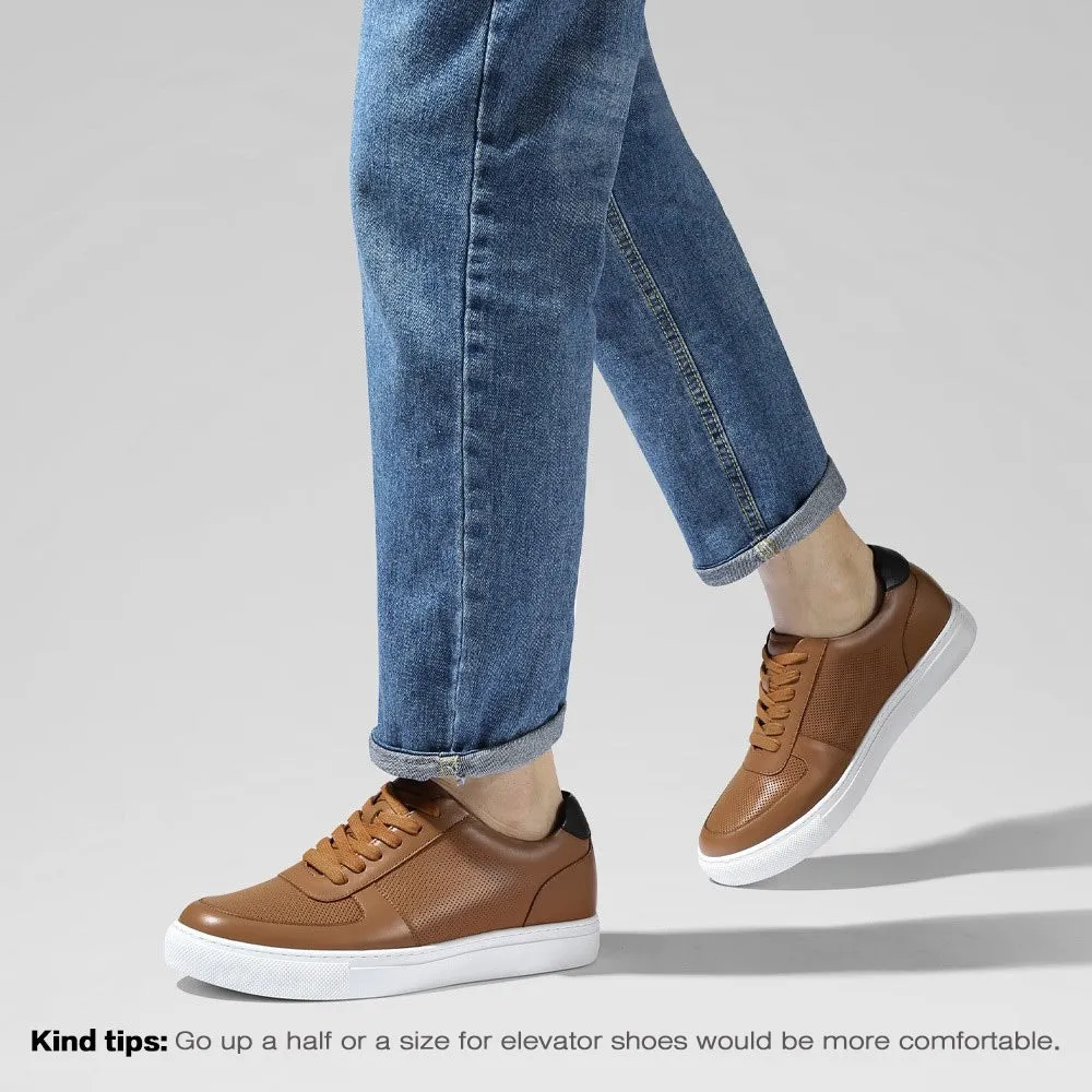 6 CM/2.36 Inches CMR CHAMARIPA Height Increasing Shoes - Breathable Brown Leather Men's Shoes