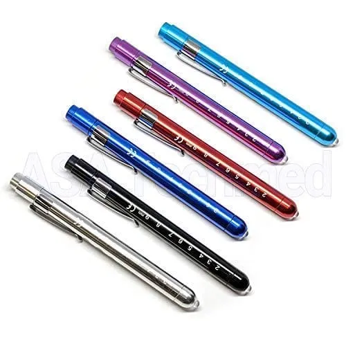 6 Reusable LED Medical Penlight with Pupil Gauge, Nursing Scissors and Penlight, Nursing Supplies Essentials - Clip on Penlight   EMT Shears   AAA Batteries