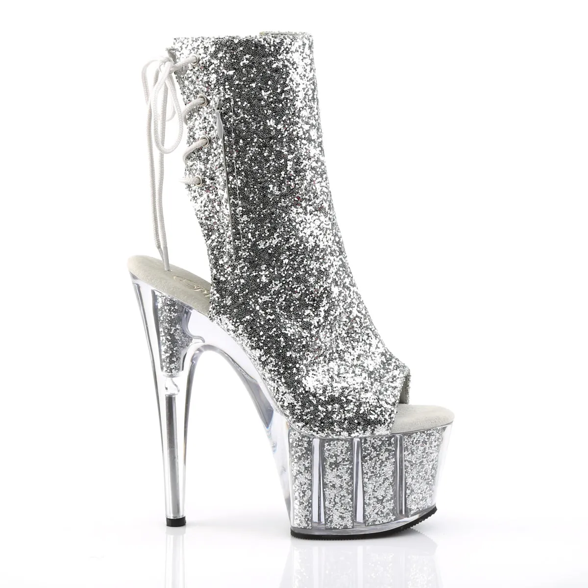 ADORE-1018G 7 Inch Heel Silver Glitter Pole Dancing Ankle Boots