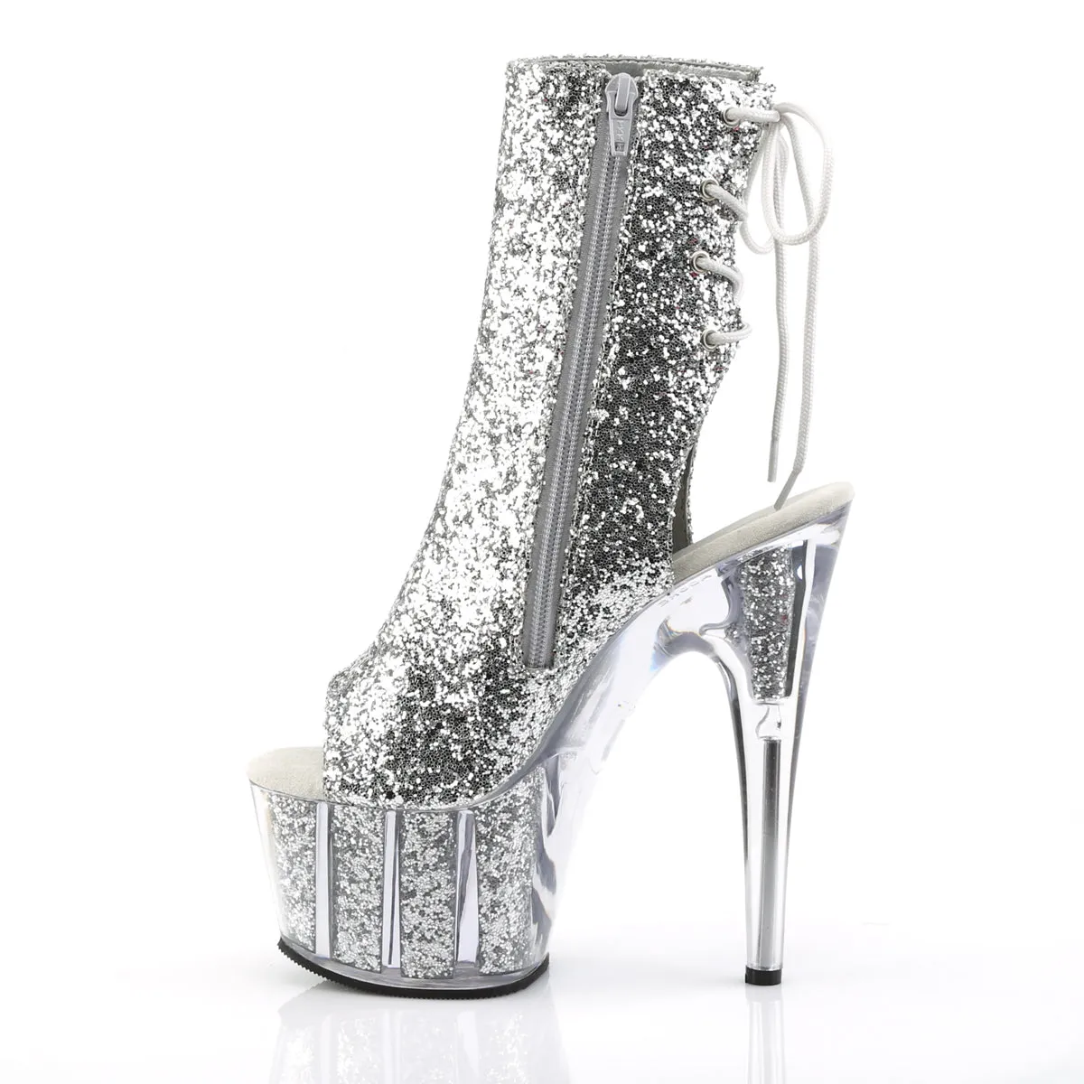 ADORE-1018G 7 Inch Heel Silver Glitter Pole Dancing Ankle Boots