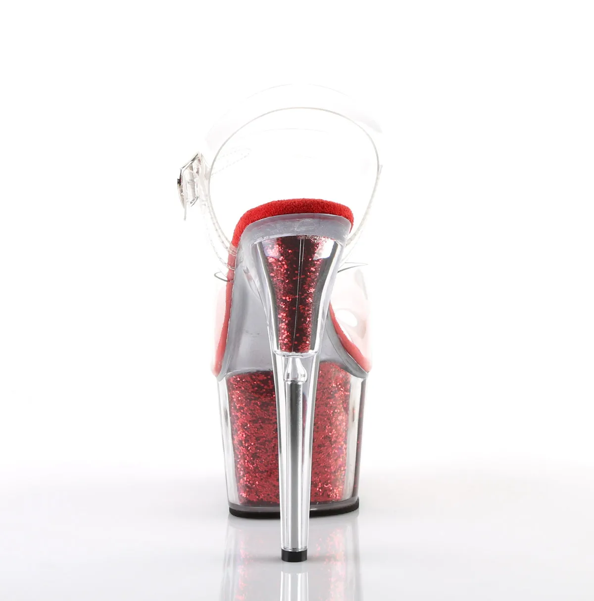 ADORE-708G Pleaser 7" Heel Red Glitter Platform Exotic Dancer Shoes