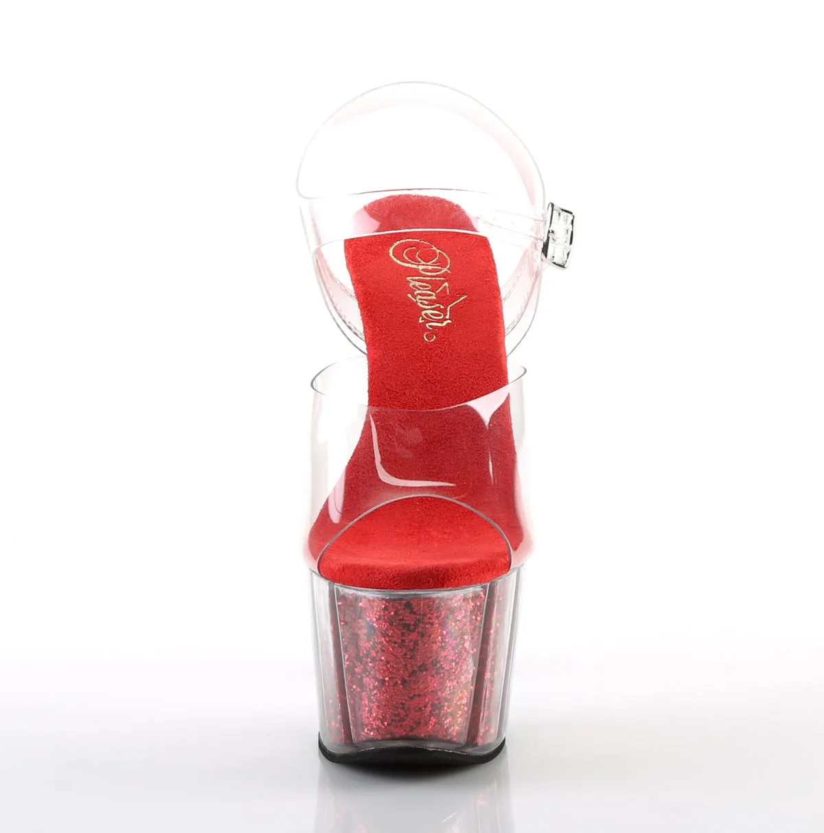 ADORE-708G Pleaser 7" Heel Red Glitter Platform Exotic Dancer Shoes