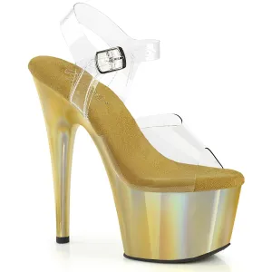 ADORE-708LQ Pleaser Gold Holographic Platform Exotic Dancing Shoes