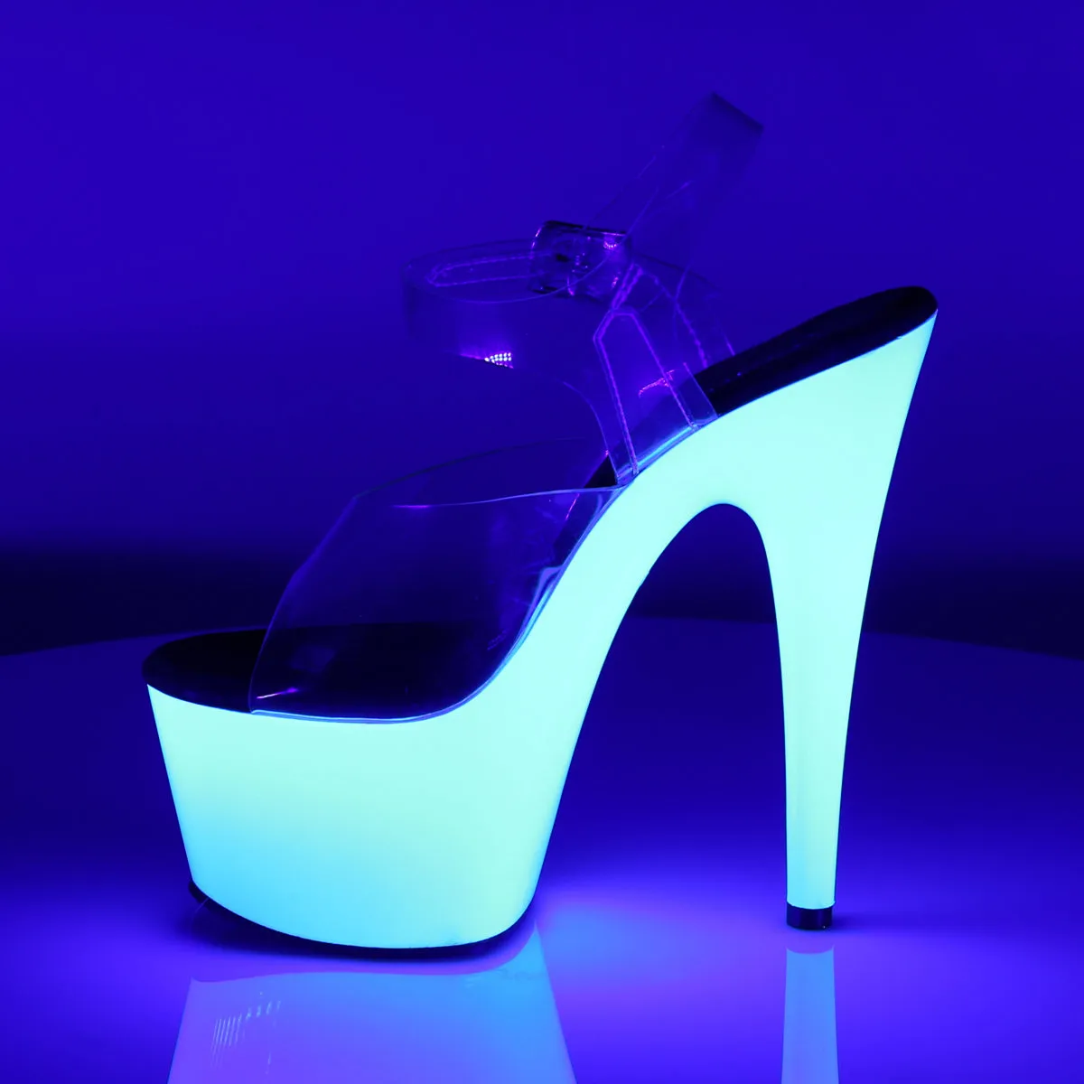 ADORE-708UV Pleaser 7 Inch Neon White UV Pole Dancing High Heel Shoes
