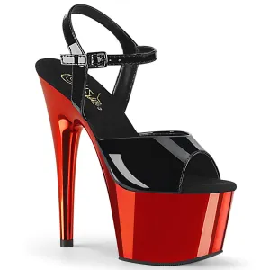 ADORE-709 Pleaser 7" Heel Black with Red Chrome Pole Dancer Shoes