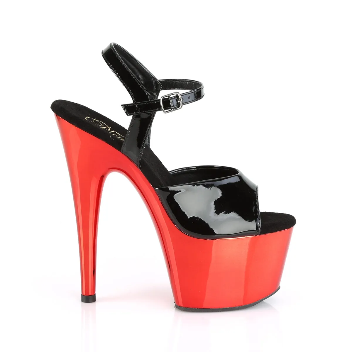 ADORE-709 Pleaser 7" Heel Black with Red Chrome Pole Dancer Shoes