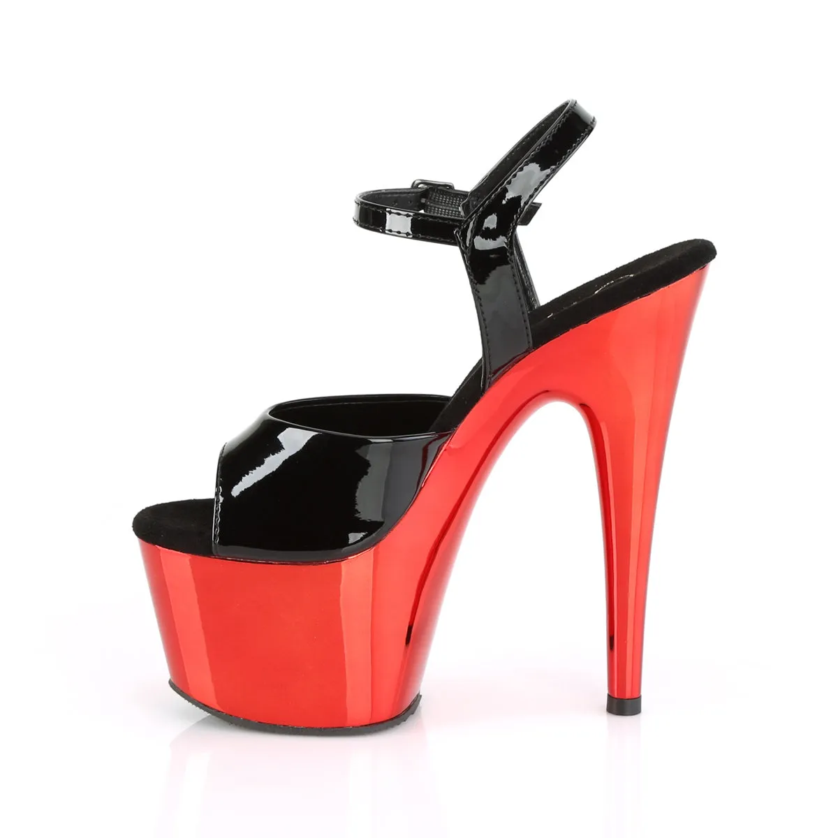 ADORE-709 Pleaser 7" Heel Black with Red Chrome Pole Dancer Shoes