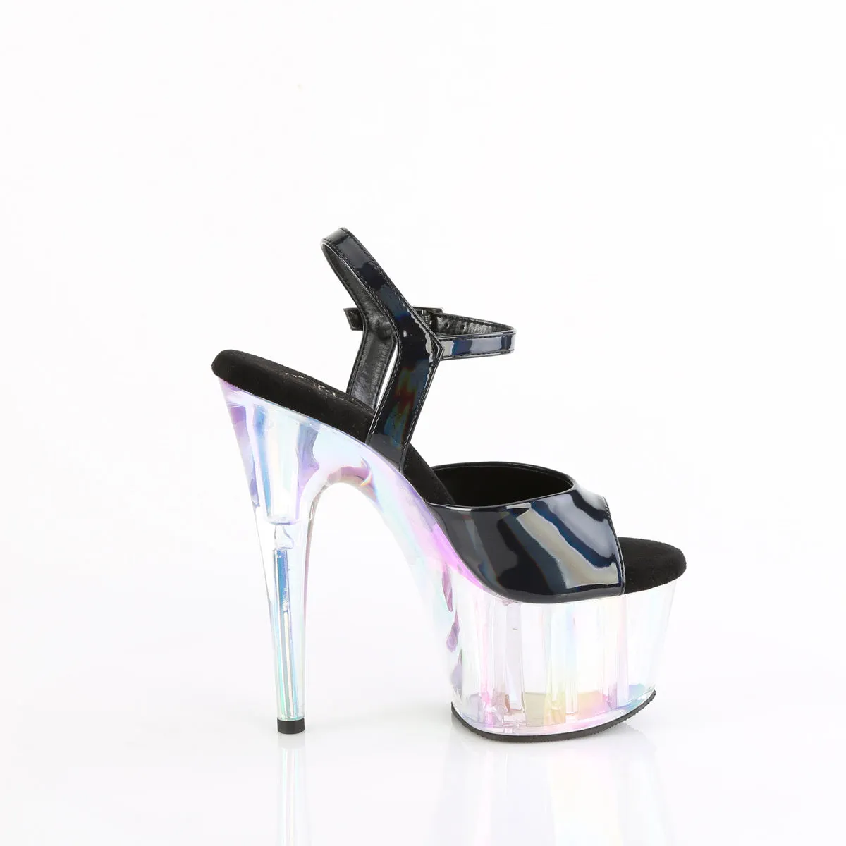 ADORE-709HT Pleaser 7"  Black Exotic Dancing Holo Tinted Platform Heels