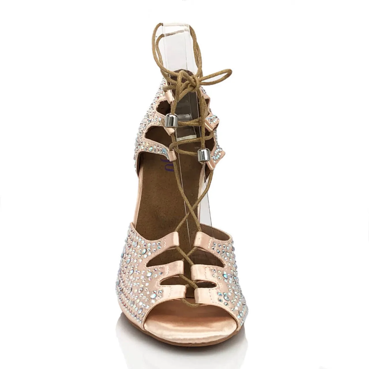 Alemana Crystal - Adjustable Width Lace Up Latin Dance Shoes  (Suede Sole)