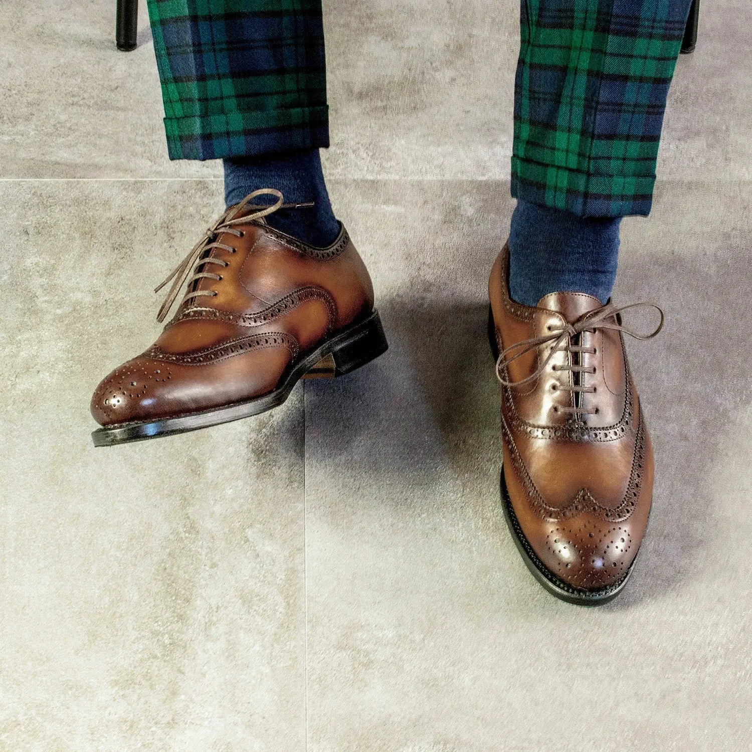 Ambrogio Bespoke Men's Shoes Calf-Skin Leather Brogue Oxford (AMB2576)