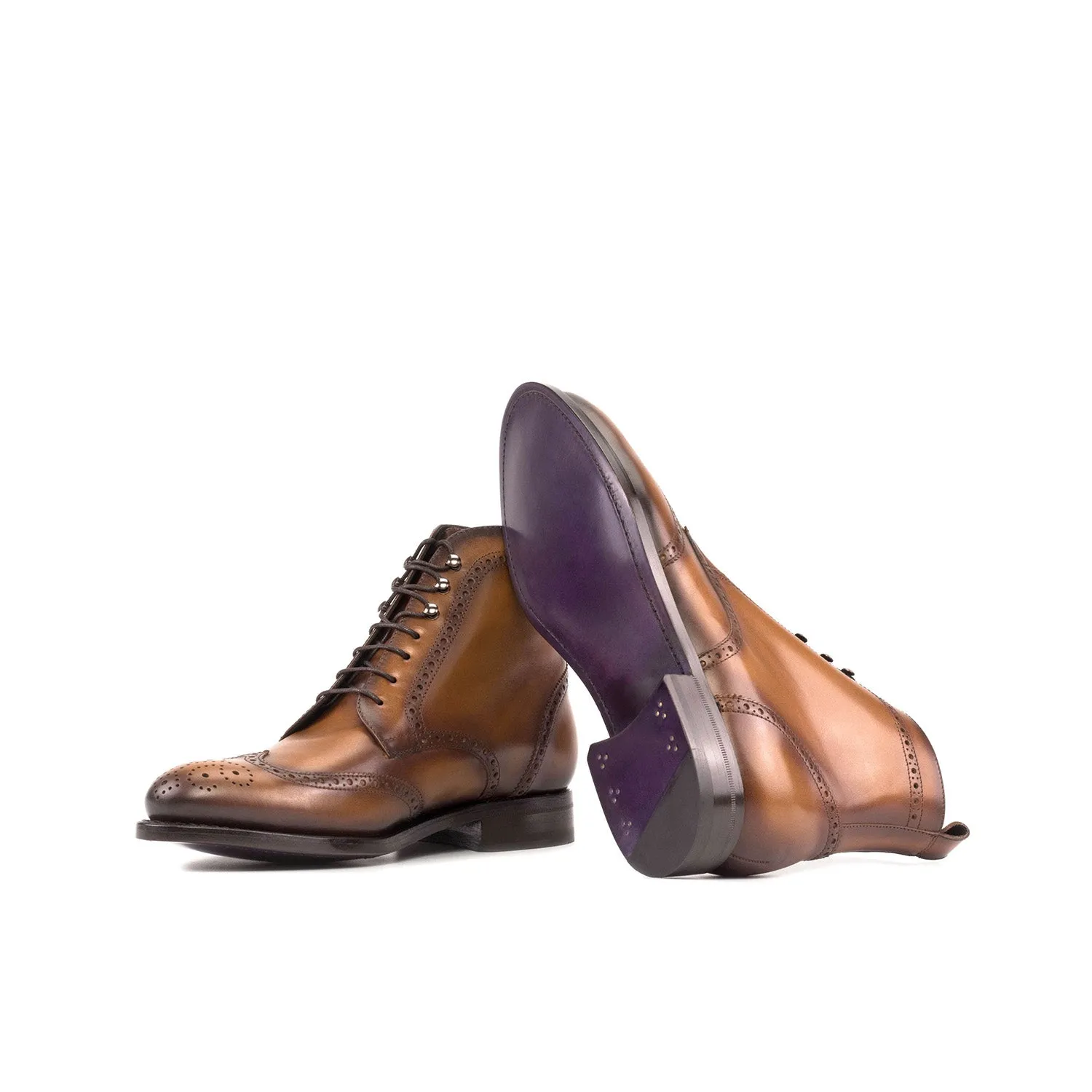 Ambrogio Bespoke Men's Shoes Calf-Skin Leather Military Brogue Boot (AMB2589)