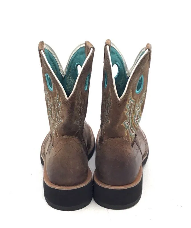 Ariat Women's Fatbaby Brown Blue Cowgirl Western Boots - Size 7B