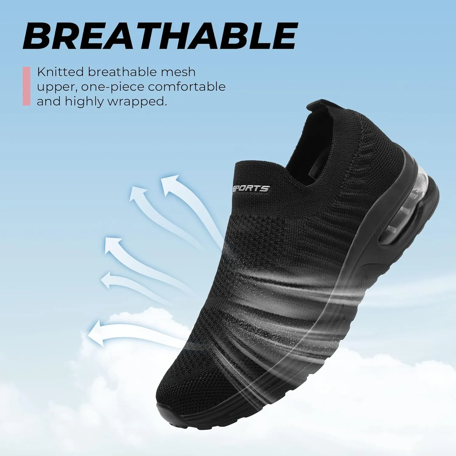 ASHION Running Shoes for Women Breathable Slip on Walking Shoes Women Comfy Foam Rubber Air Cushion Flats Sneaker