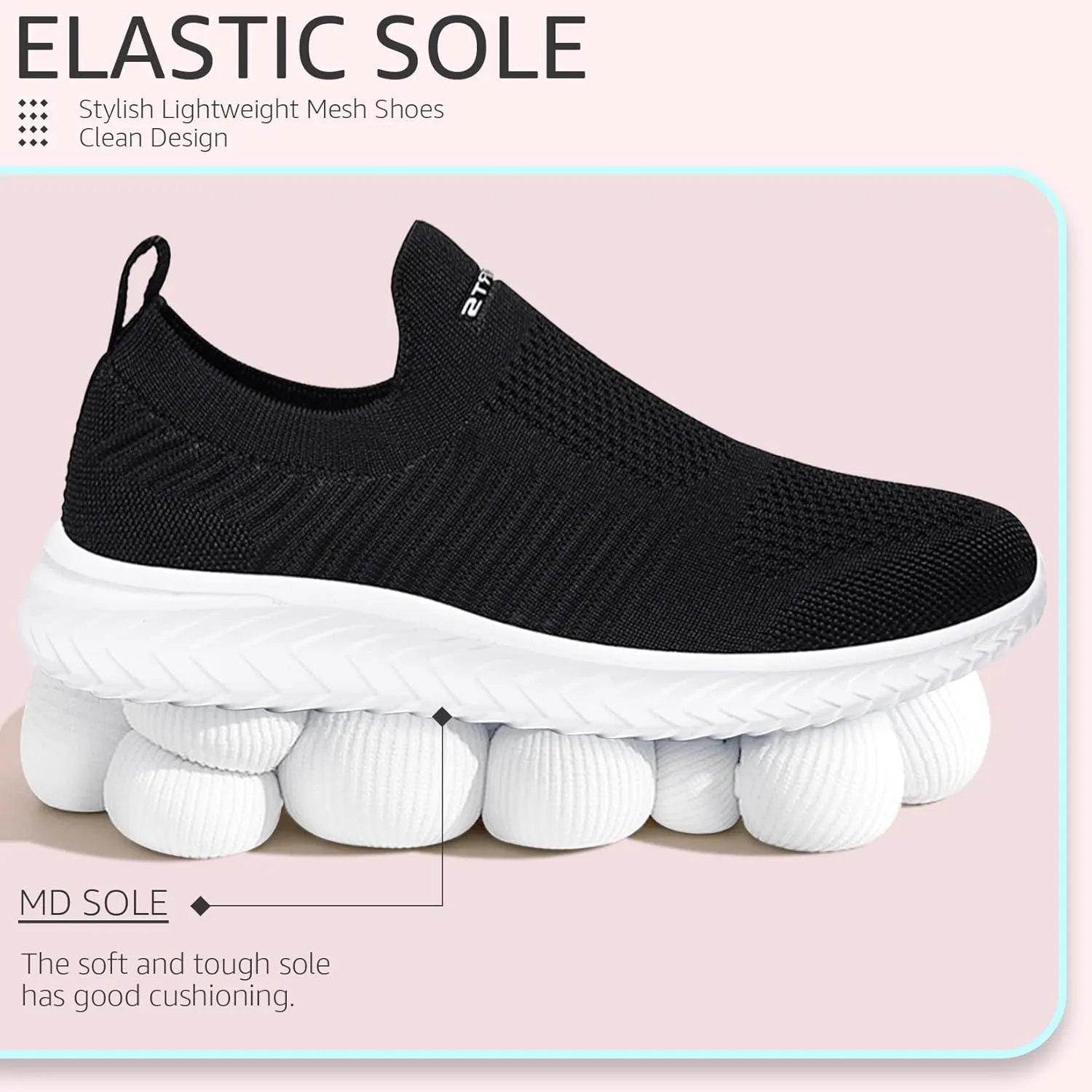 ASHION Running Shoes for Women Breathable Slip on Walking Shoes Women Comfy Foam Rubber Air Cushion Flats Sneaker