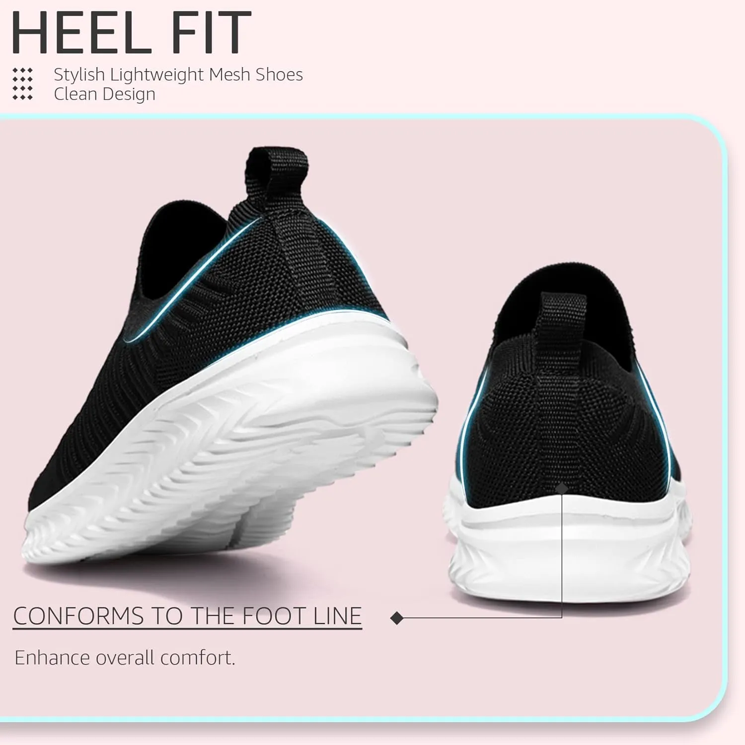 ASHION Running Shoes for Women Breathable Slip on Walking Shoes Women Comfy Foam Rubber Air Cushion Flats Sneaker