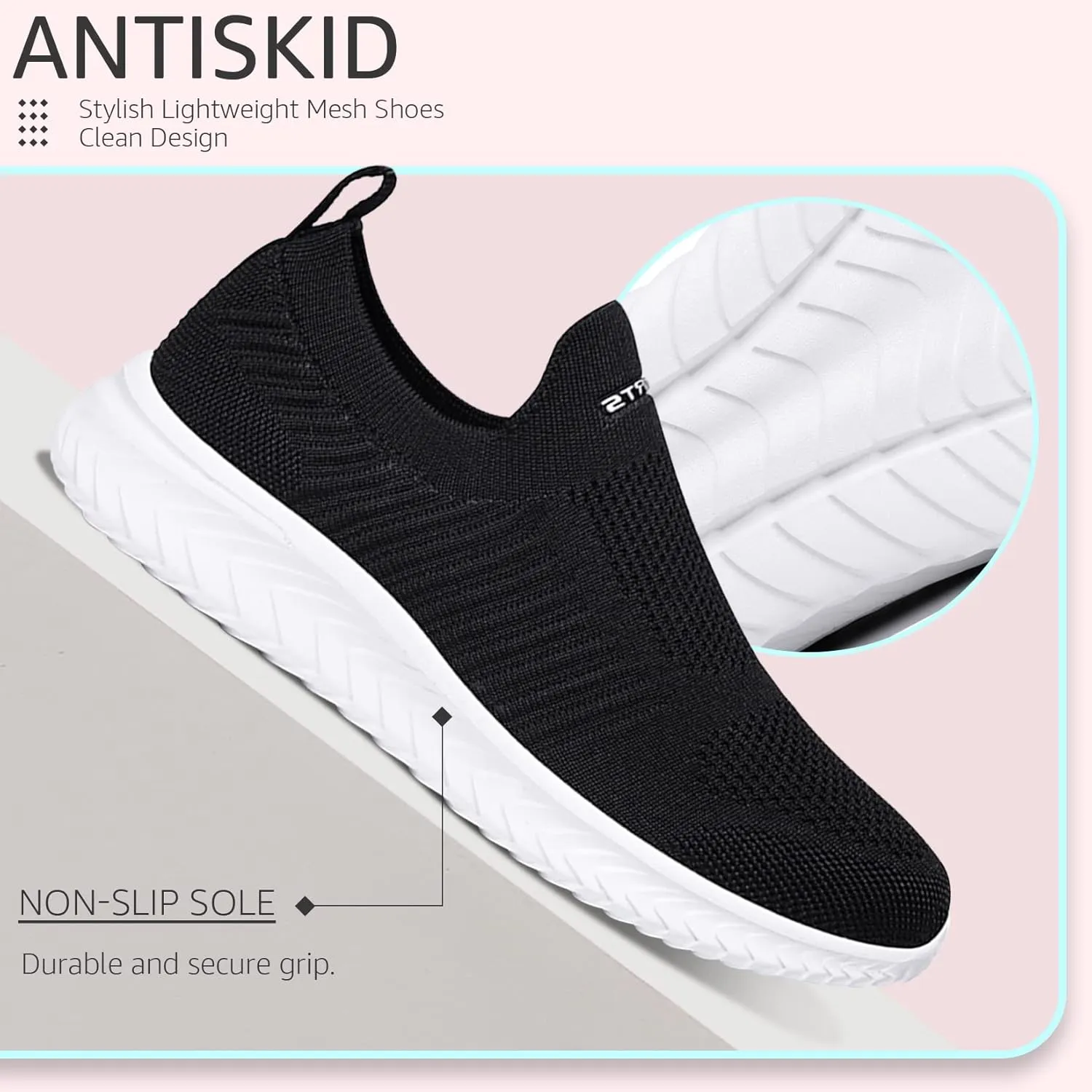 ASHION Running Shoes for Women Breathable Slip on Walking Shoes Women Comfy Foam Rubber Air Cushion Flats Sneaker
