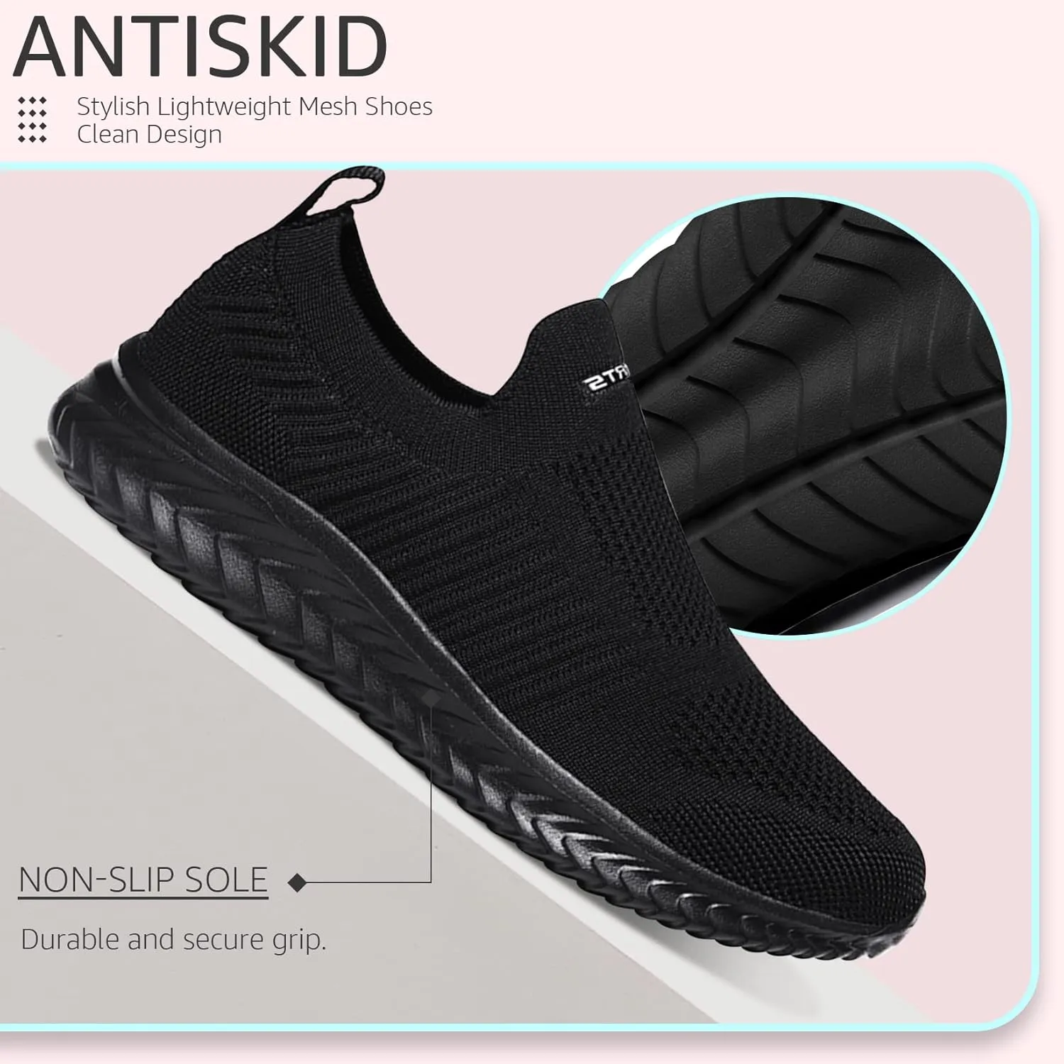 ASHION Running Shoes for Women Breathable Slip on Walking Shoes Women Comfy Foam Rubber Air Cushion Flats Sneaker
