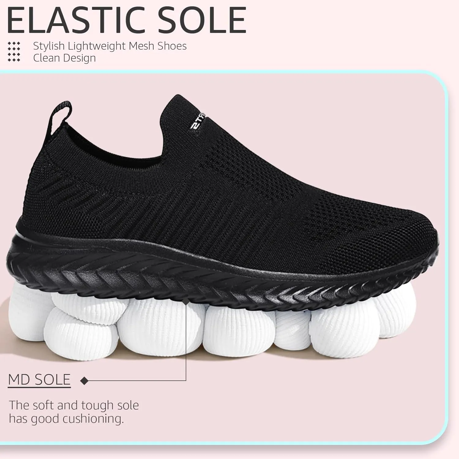 ASHION Running Shoes for Women Breathable Slip on Walking Shoes Women Comfy Foam Rubber Air Cushion Flats Sneaker