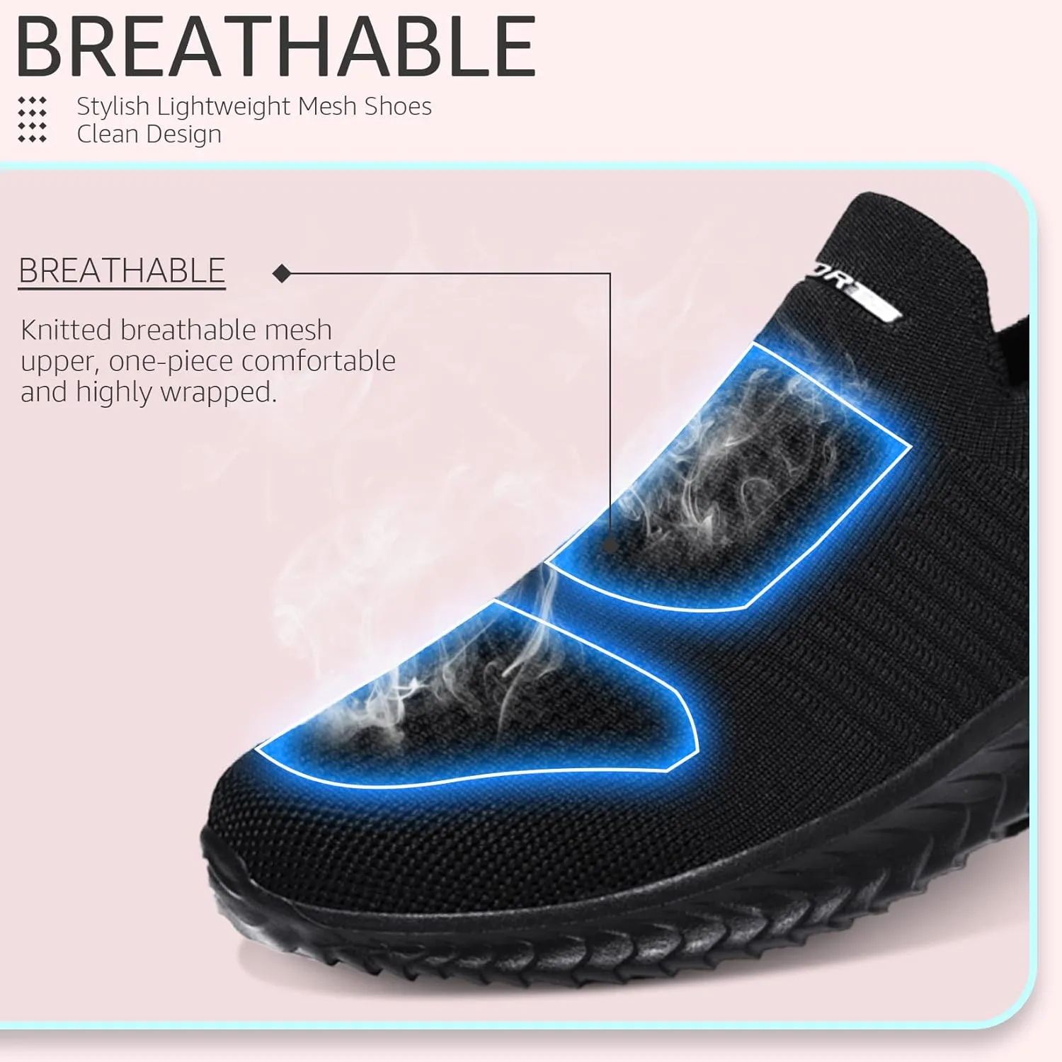 ASHION Running Shoes for Women Breathable Slip on Walking Shoes Women Comfy Foam Rubber Air Cushion Flats Sneaker