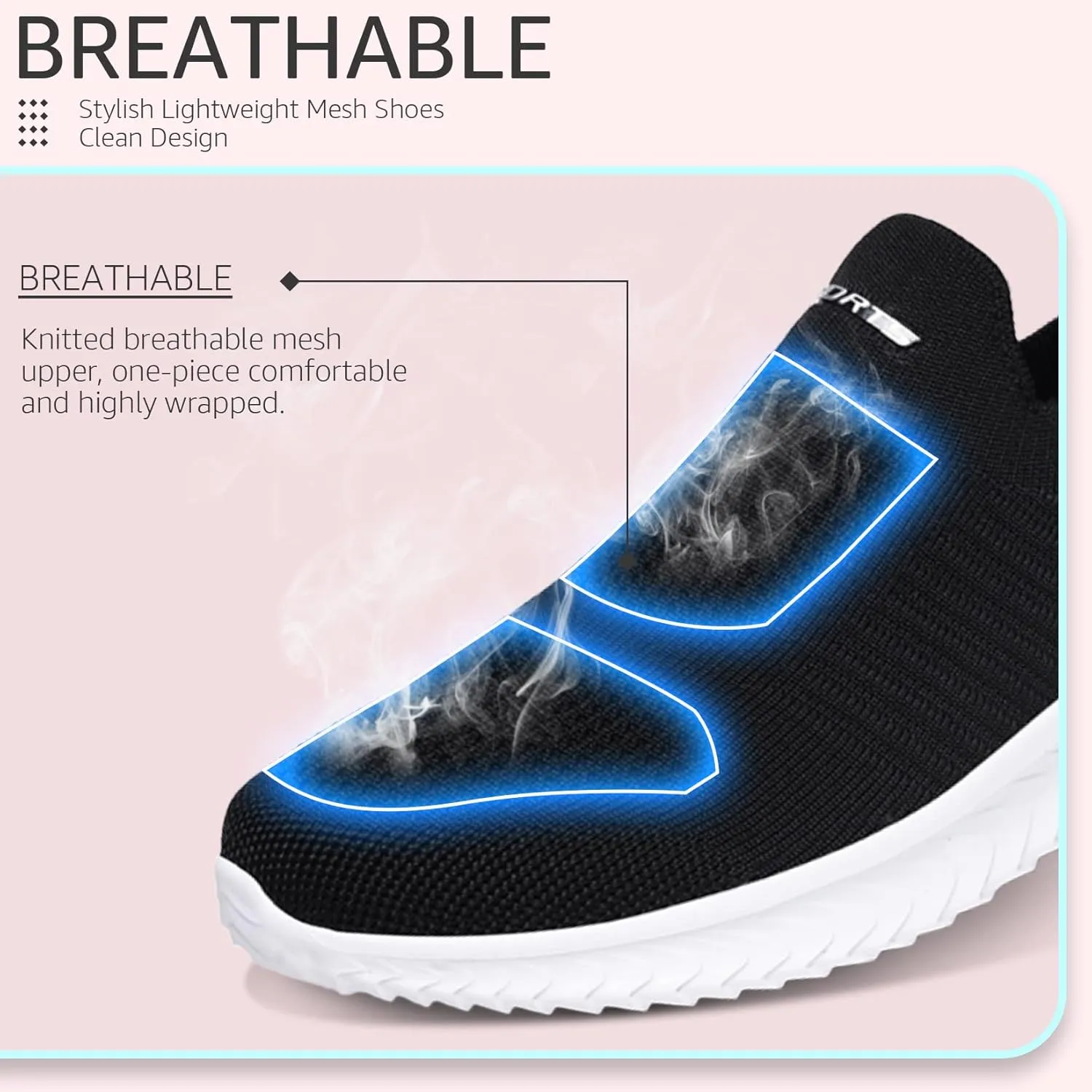 ASHION Running Shoes for Women Breathable Slip on Walking Shoes Women Comfy Foam Rubber Air Cushion Flats Sneaker