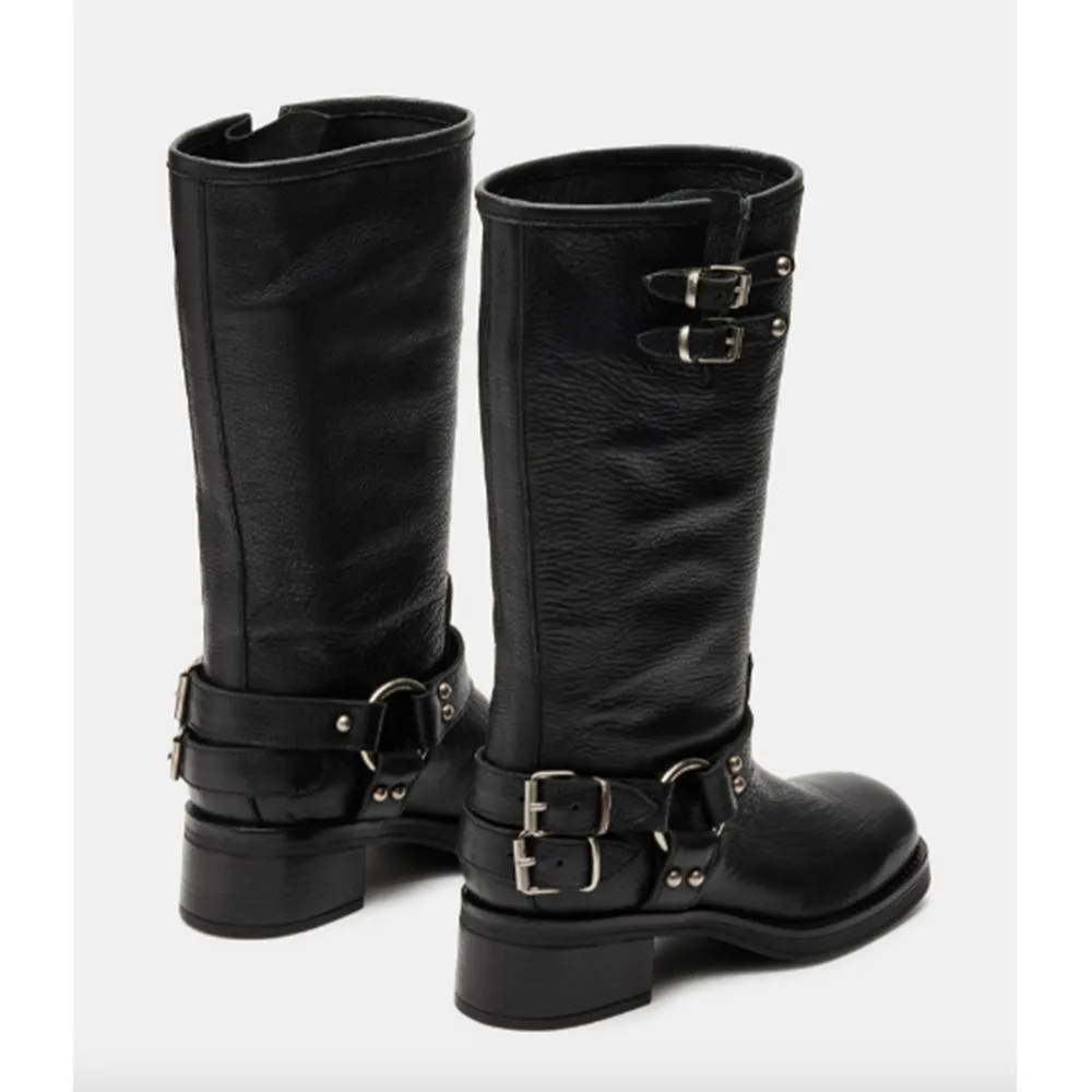Astor Black Leather Boots Steve Madden