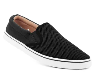 B223953 Mens Canvas Mesh Deck Shoes in Black