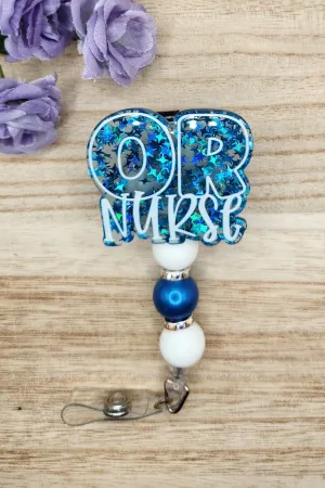 Badge Reel-OR Nurse (Blue Star Glitter)
