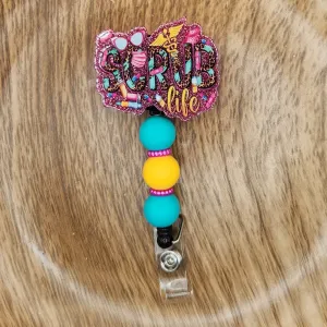 Badge Reel-Scrub Life (Pink)