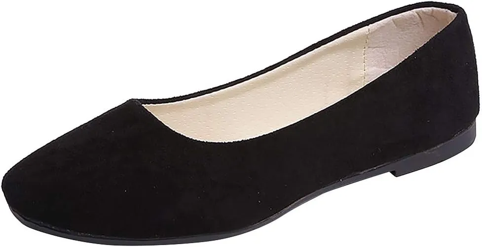 Ballet Flats for Women Square Toe Flat Shoes Dressy Slip On Loafers Business Casual Shoes Work Shoes Suede Loafers