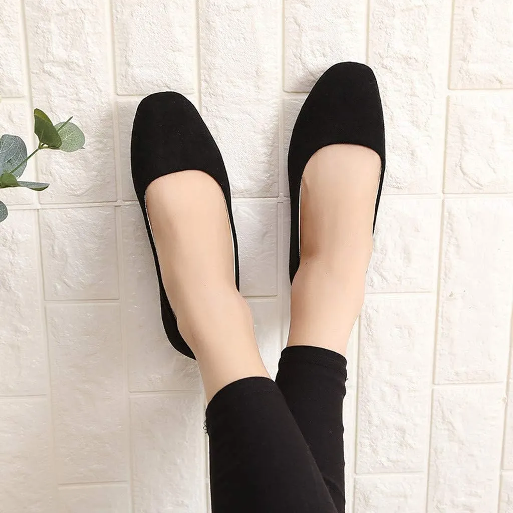 Ballet Flats for Women Square Toe Flat Shoes Dressy Slip On Loafers Business Casual Shoes Work Shoes Suede Loafers