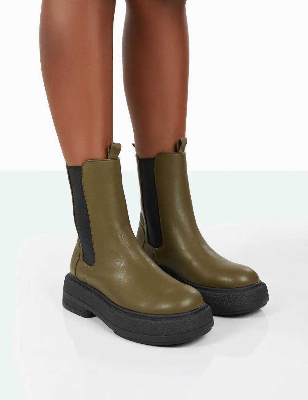 Barbie Dark Khaki Pu Chelsea Boots