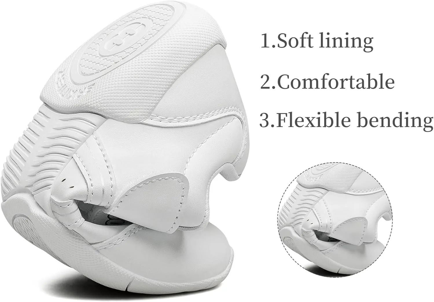 BAXINIER Girls White Cheerleading Shoes Lightweight Youth Competition Cheer Sneakers Kids Training Dance Tennis Shoes