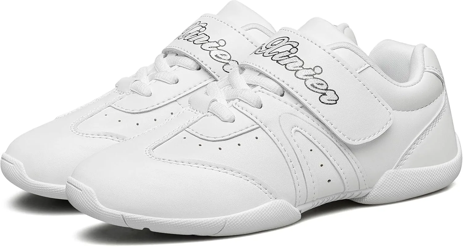 BAXINIER Girls White Cheerleading Shoes Lightweight Youth Competition Cheer Sneakers Kids Training Dance Tennis Shoes
