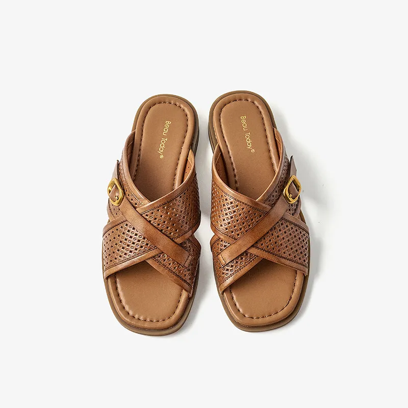 BeauToday Gladiator Slide Slippers for Women