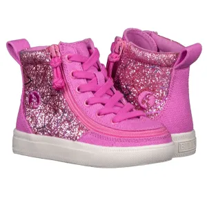 Billy Footwear (Toddlers) - High Top Pink Glitter Canvas Shoes