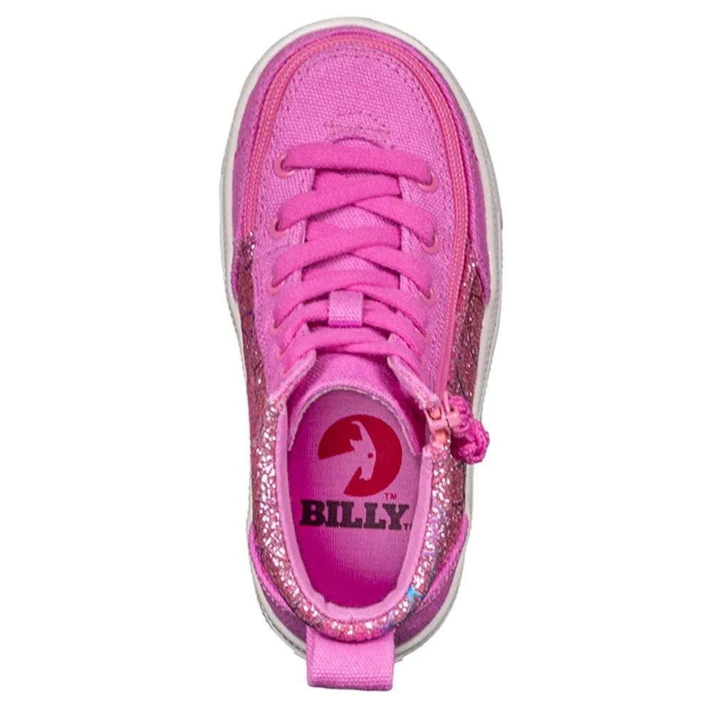 Billy Footwear (Toddlers) - High Top Pink Glitter Canvas Shoes