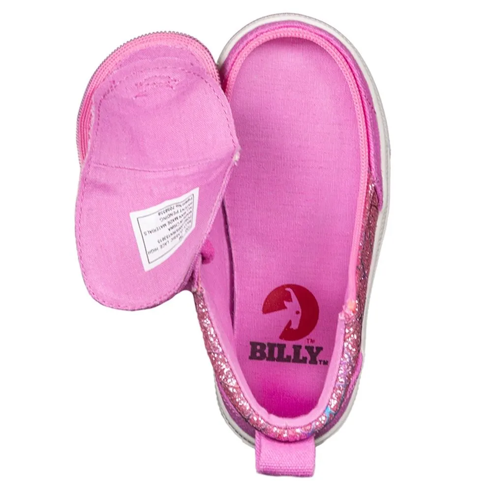 Billy Footwear (Toddlers) - High Top Pink Glitter Canvas Shoes