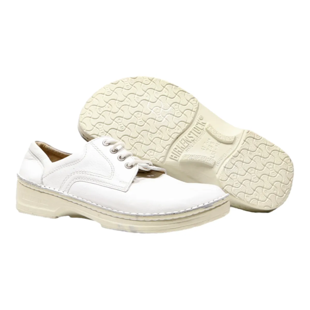 BIRKENSTOCK Creeper Shoes White Leather Mens UK 7.5