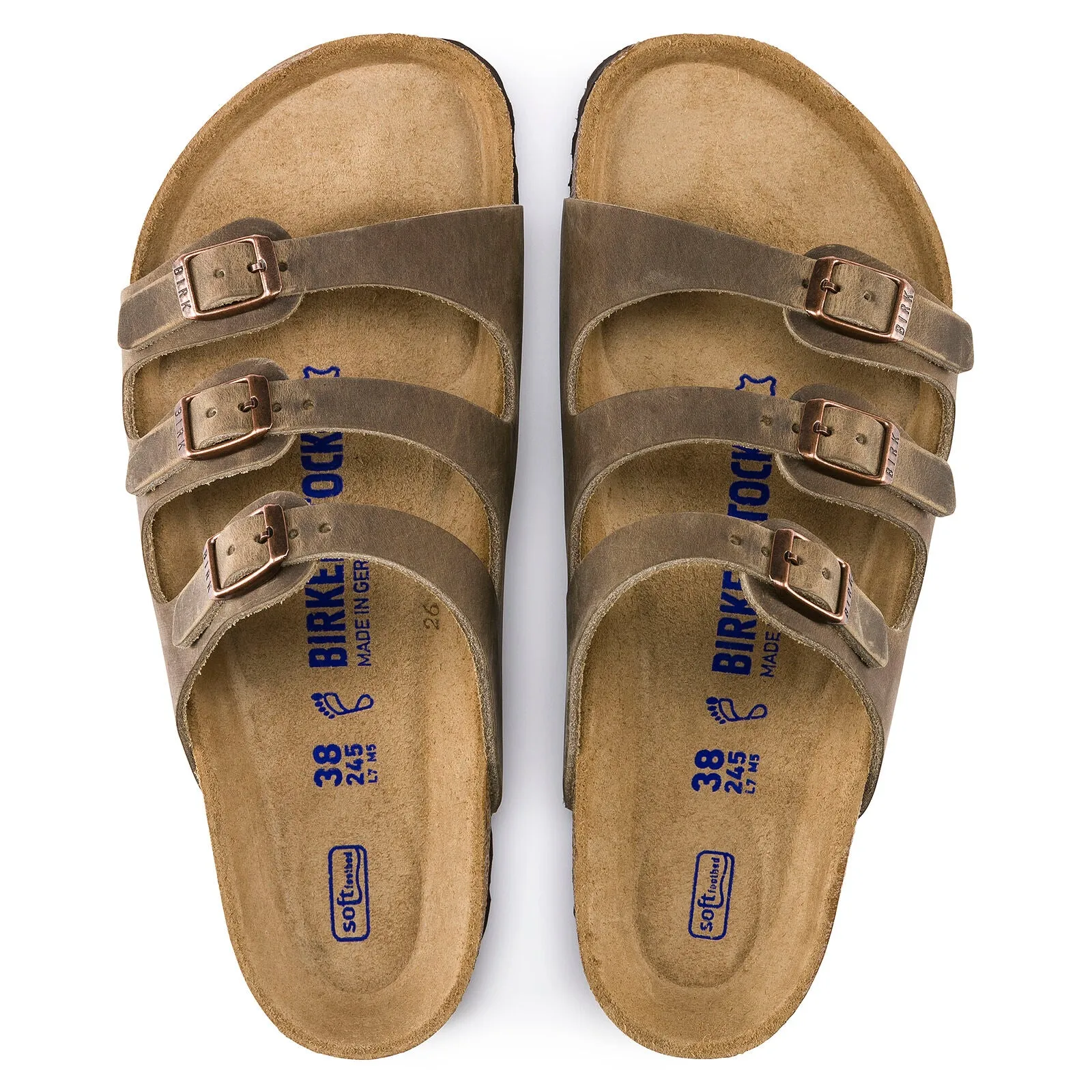 Birkenstock Women's Florida Soft Footbed Sandal Tobacco Oiled Leather