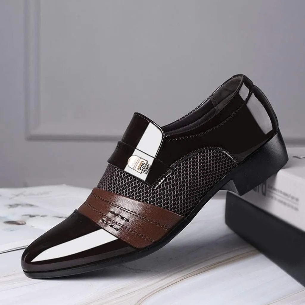 Black Dress Shoes Slip Ons for Men Shoes Shoe Male Suit Business Men Comfortable Leather Wedding Casual Shoes Men's Leather Shoes Black Non Slip Shoes Business Casual for Men