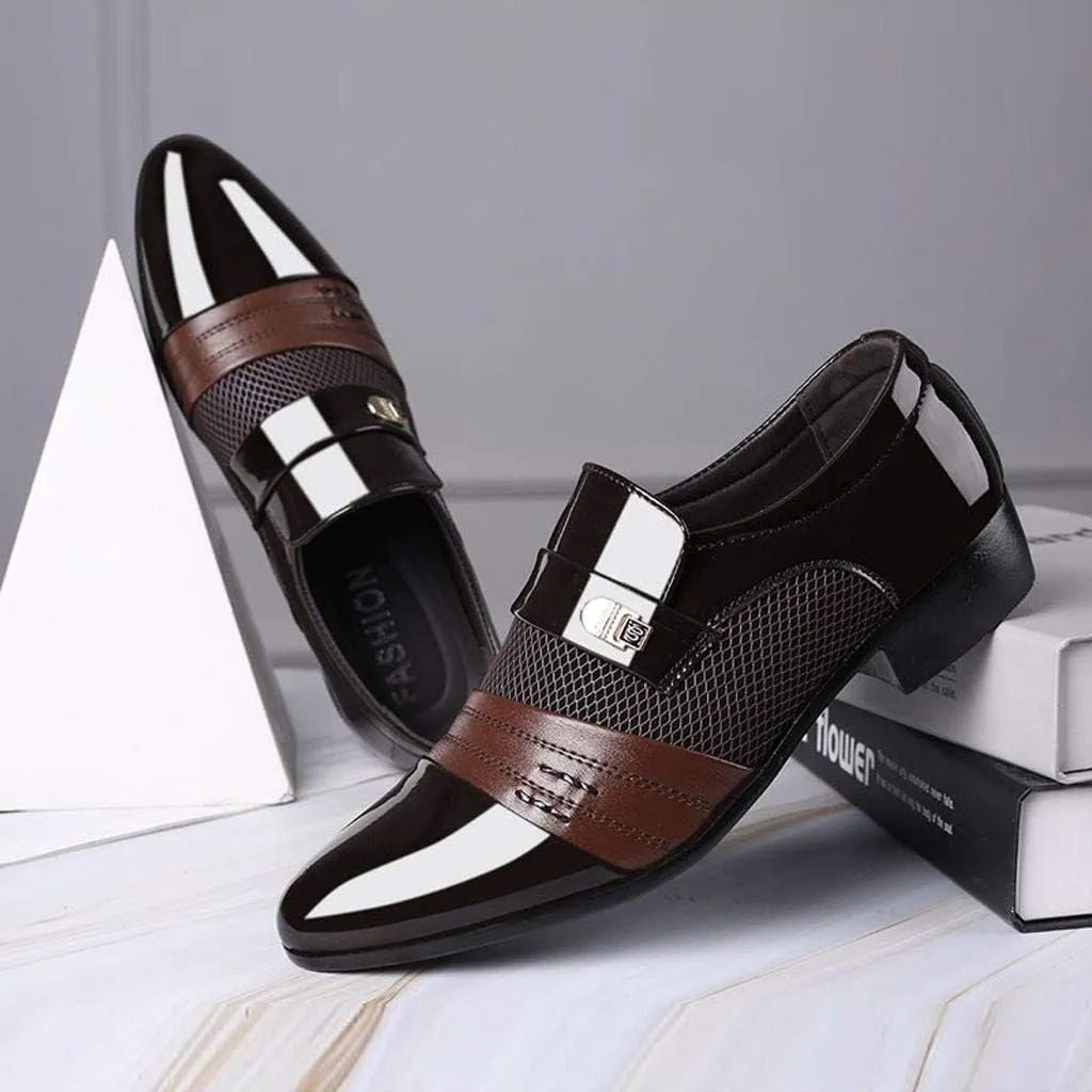 Black Dress Shoes Slip Ons for Men Shoes Shoe Male Suit Business Men Comfortable Leather Wedding Casual Shoes Men's Leather Shoes Black Non Slip Shoes Business Casual for Men
