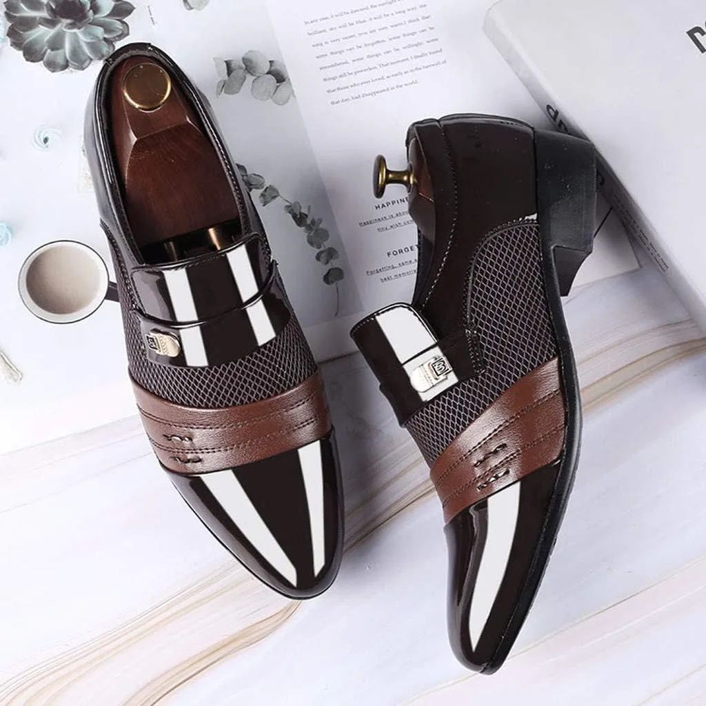 Black Dress Shoes Slip Ons for Men Shoes Shoe Male Suit Business Men Comfortable Leather Wedding Casual Shoes Men's Leather Shoes Black Non Slip Shoes Business Casual for Men